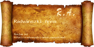 Radvánszki Anna névjegykártya